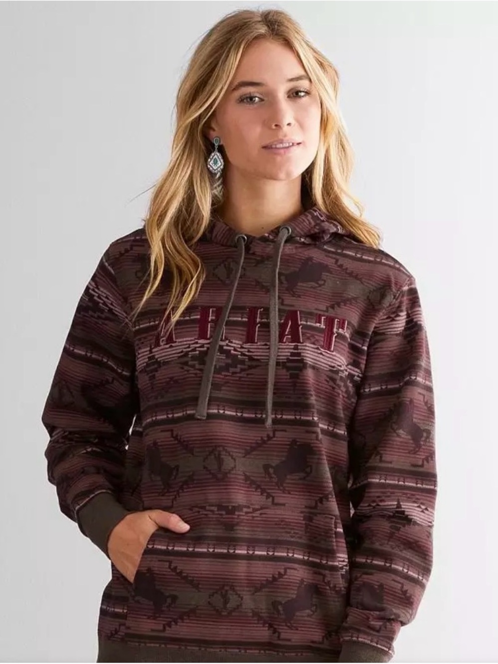 Ariat Burgundy Patterned Pullover Hoodie